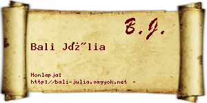 Bali Júlia névjegykártya